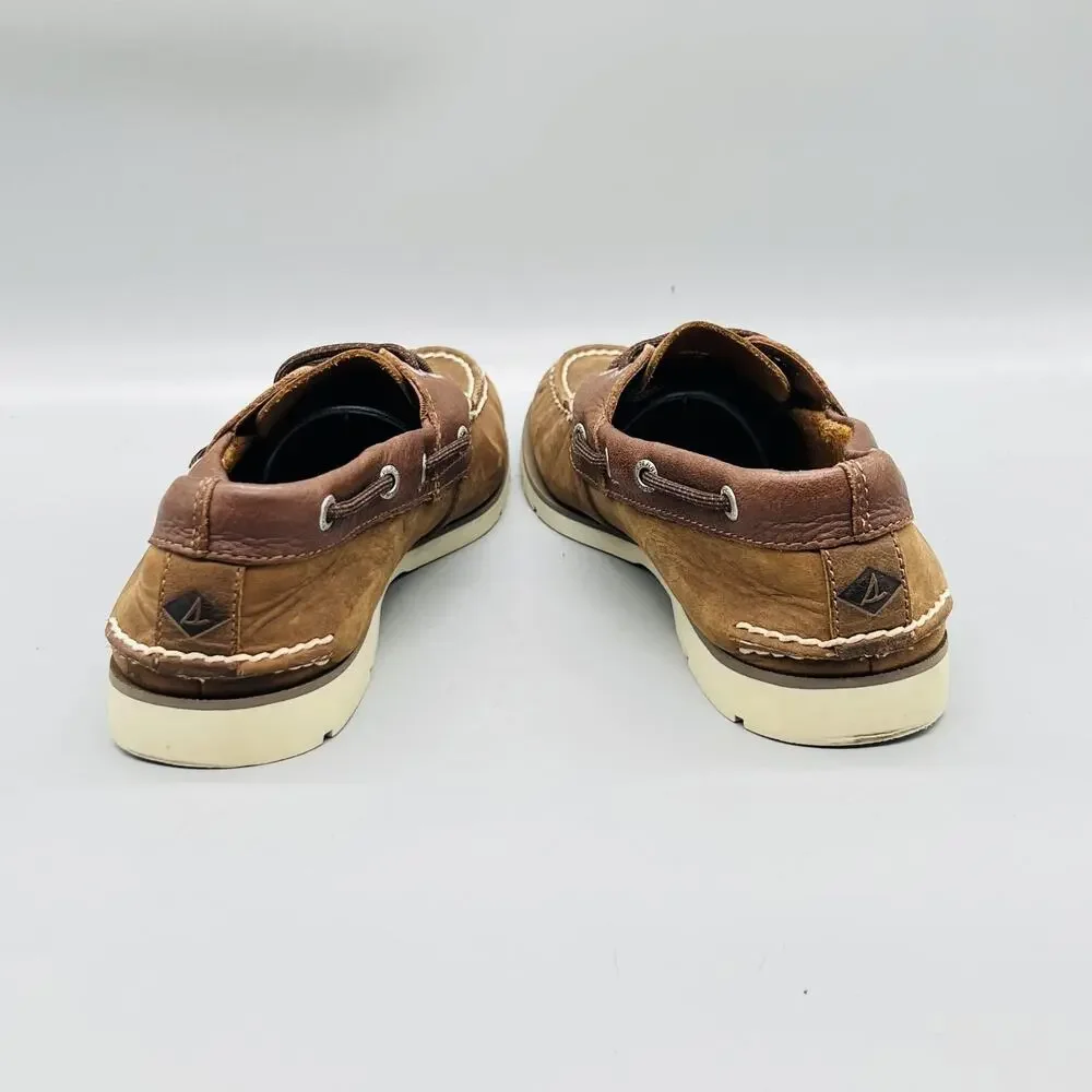Sperry Shoes Mens 8 Brown Leather Top Sider Boat Moc Toe Casual Comfort Nautical